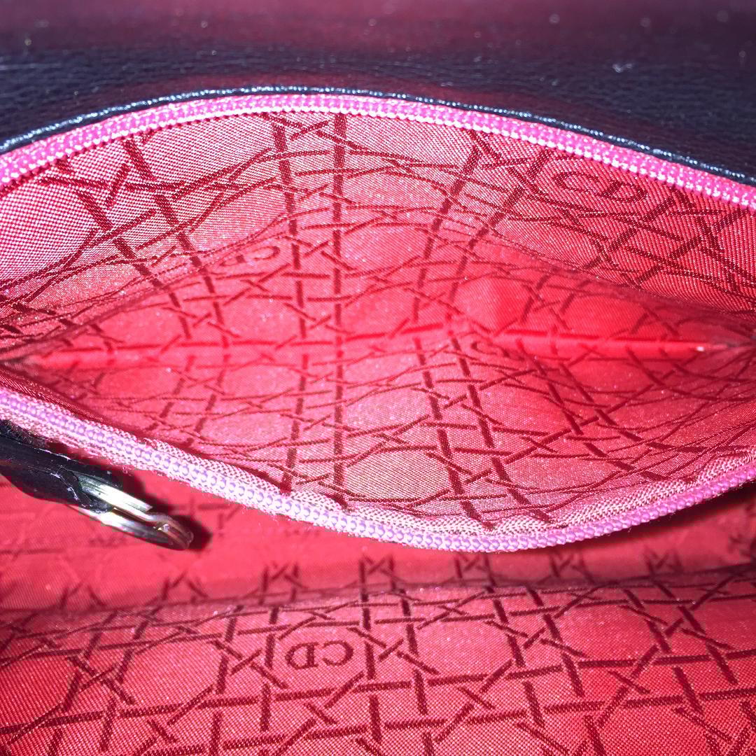 クリスチャンディオール ハンドバッグ CDロゴ ブラック 黒色 レザー 本革