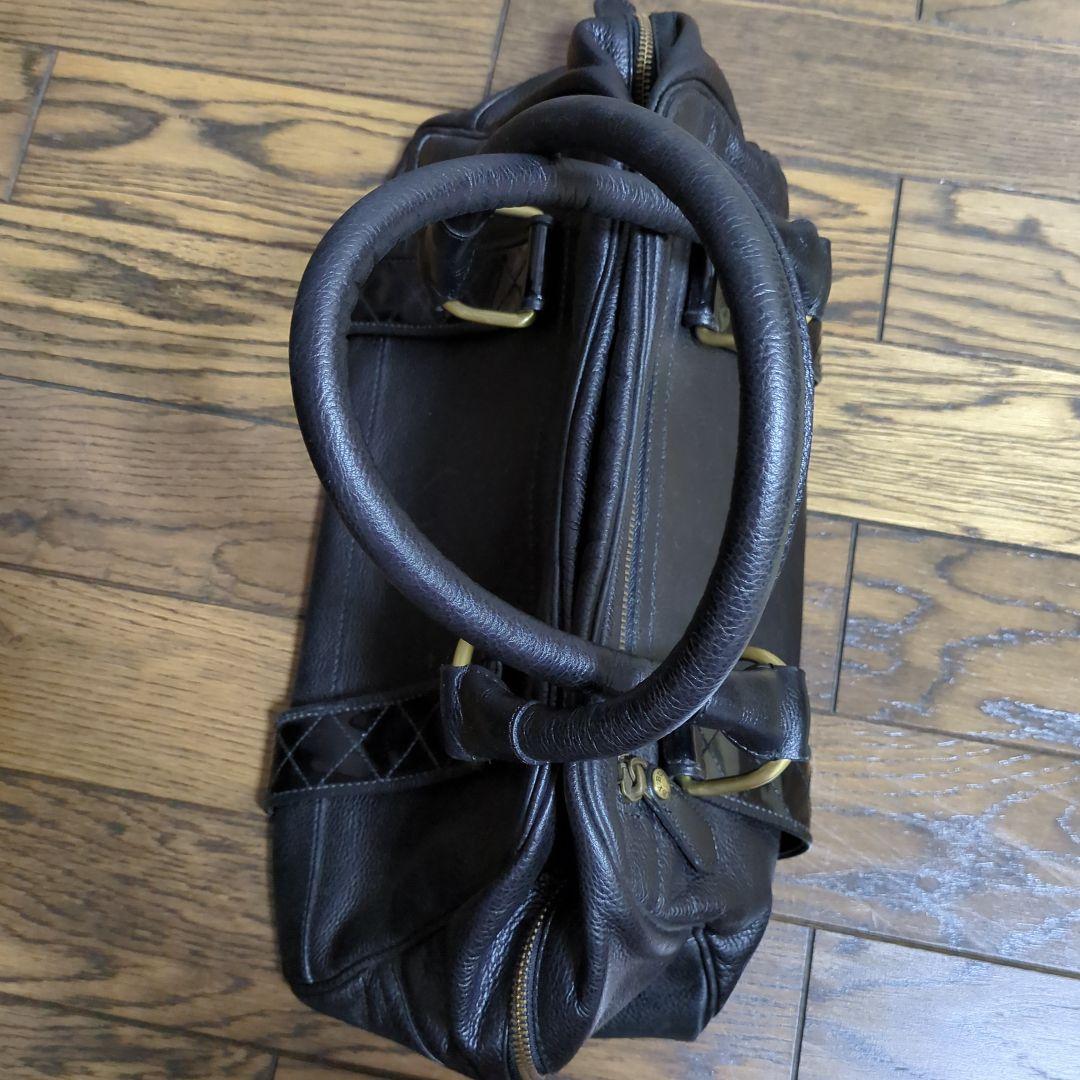 【希少美品】burberry バーバリー バッグ ボストンバッグ レザー 革 黒