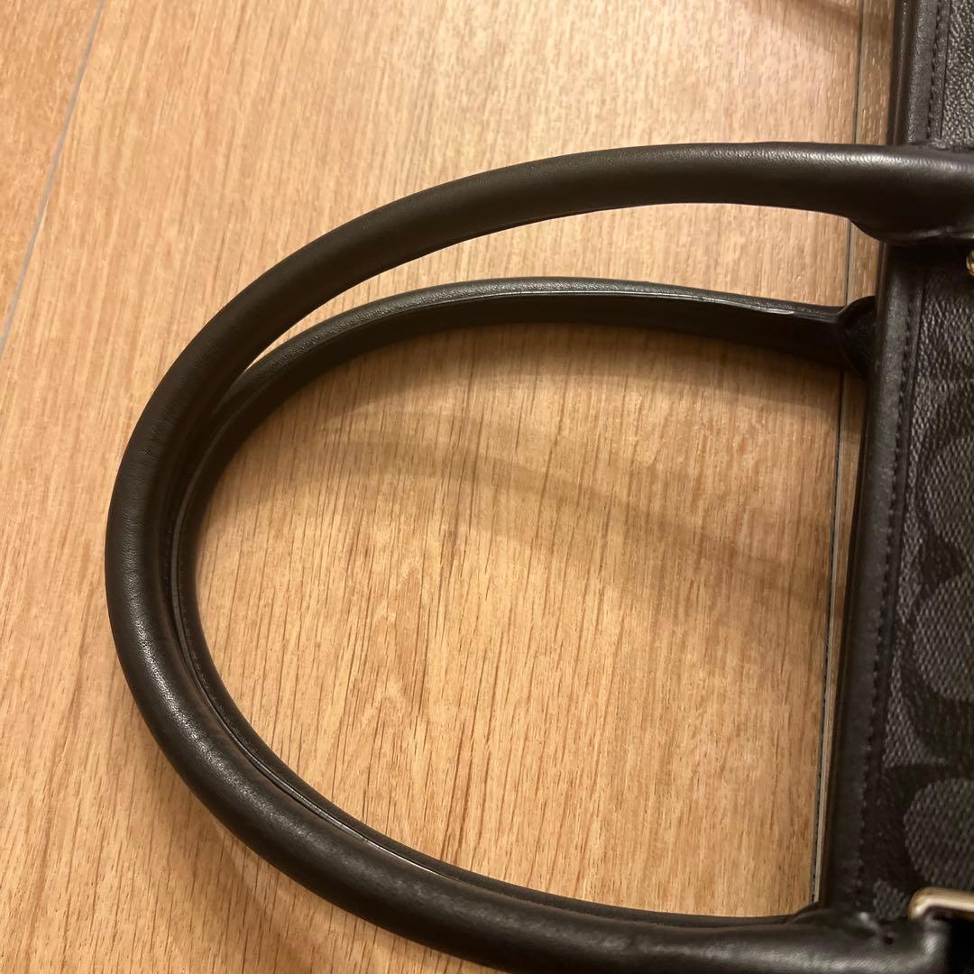 Coach トートバッグ ブラック/レッド ストライプ