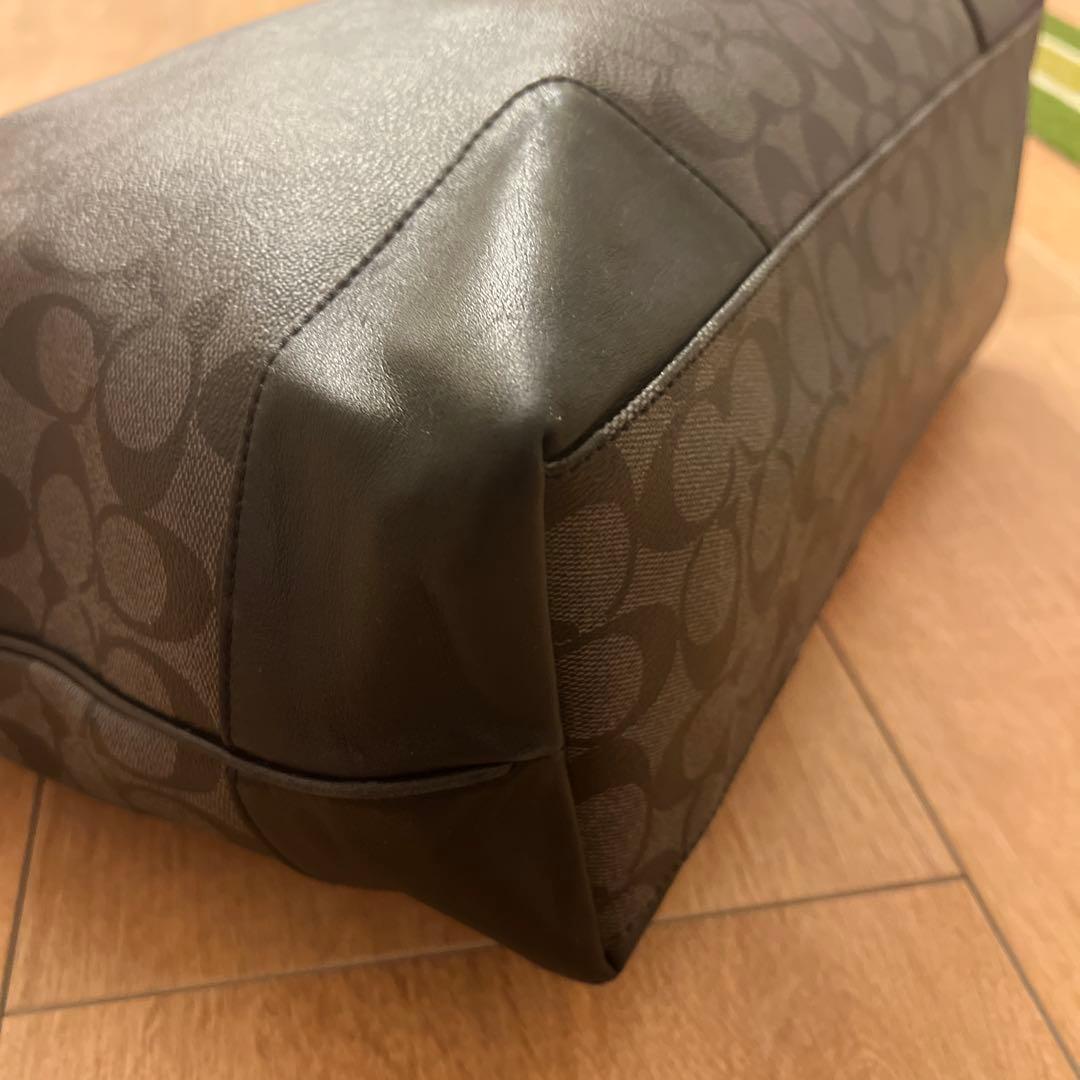 Coach トートバッグ ブラック/レッド ストライプ