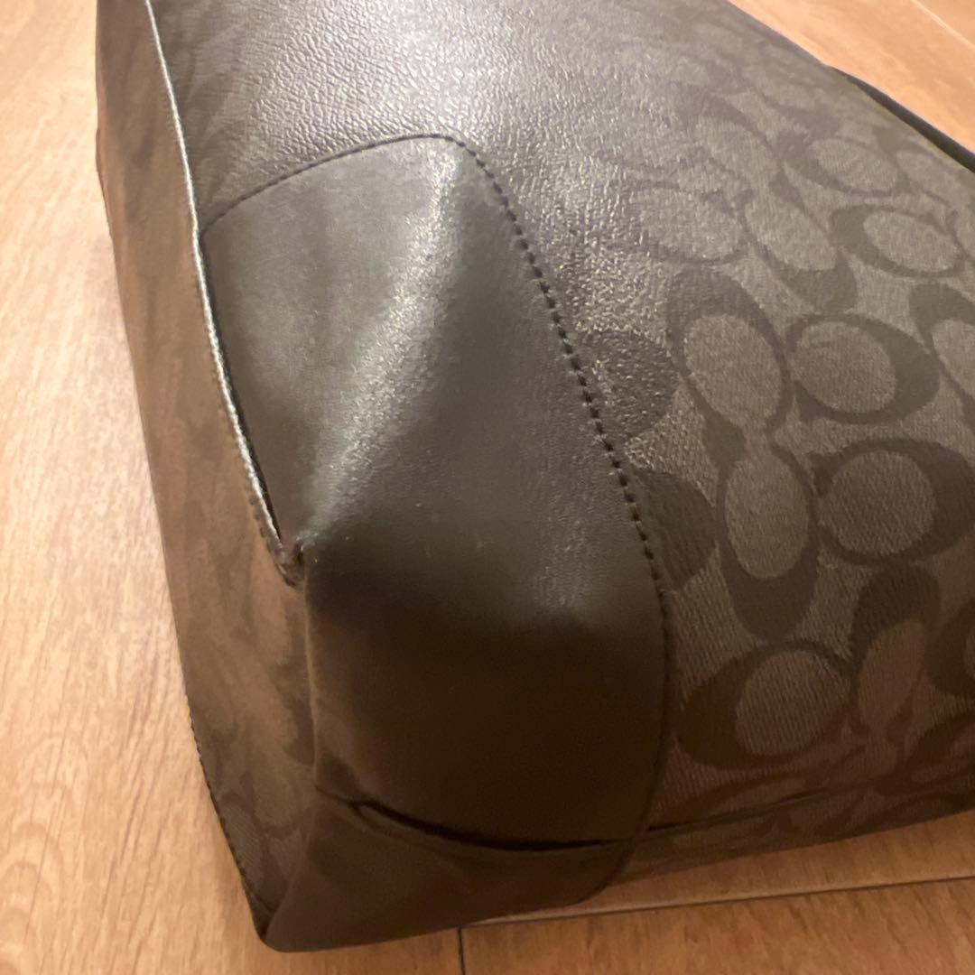 Coach トートバッグ ブラック/レッド ストライプ