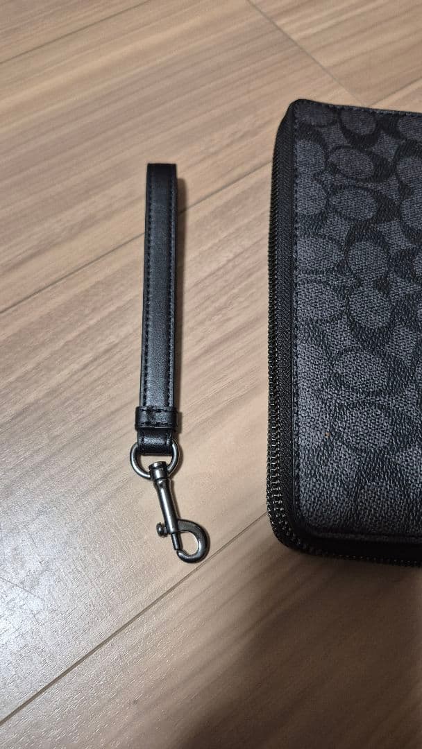 早い者勝ちCOACH 長財布 ブラック レザーダブルファスナー