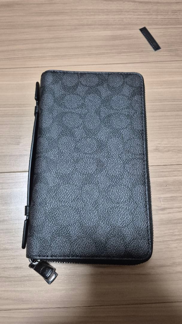 早い者勝ちCOACH 長財布 ブラック レザーダブルファスナー