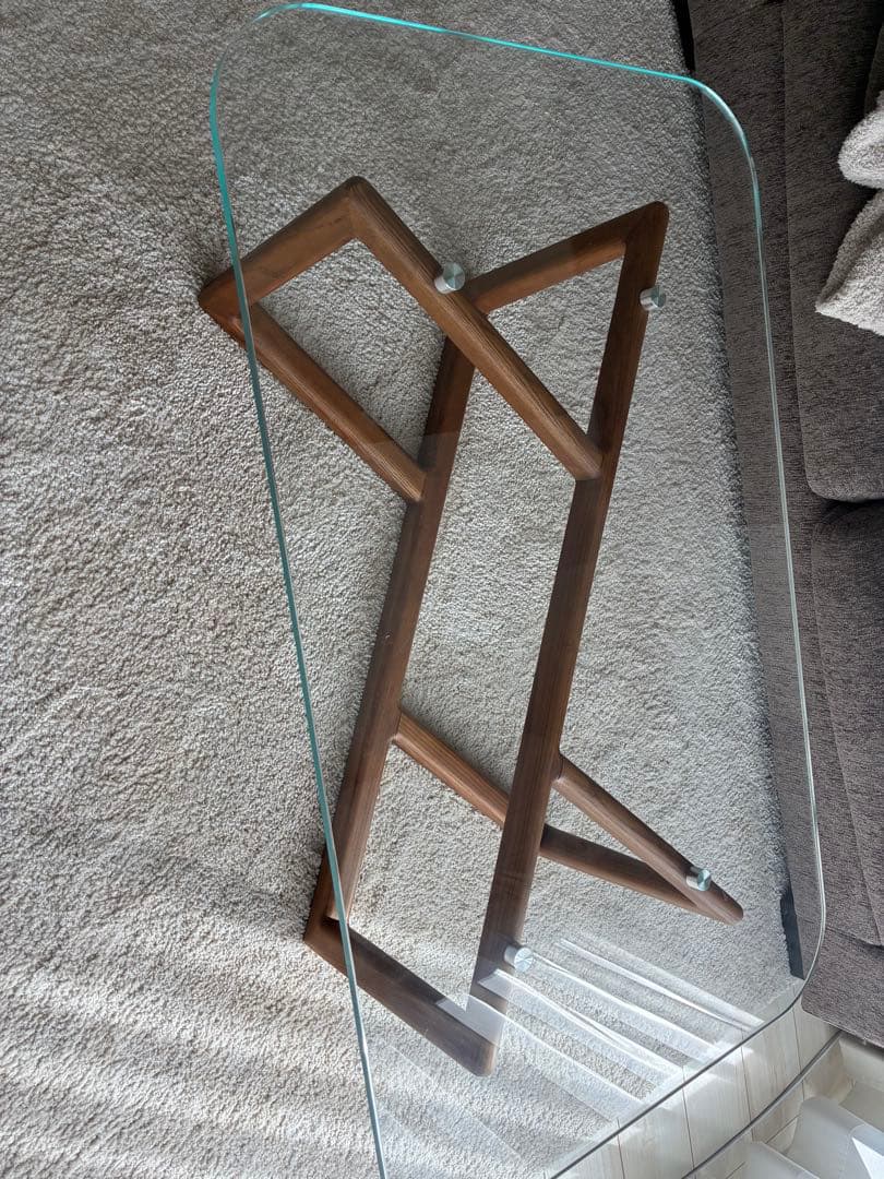 ARMONIA osso 異素材ローテーブル ガラス 天然木 直接引き取り可能