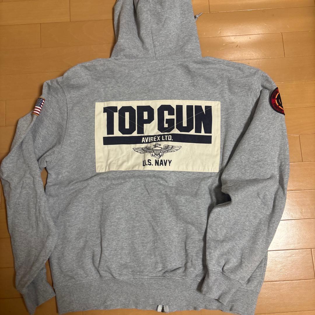 AVIREX U.S. NAVY TOP GUN パーカー 2XL グレー