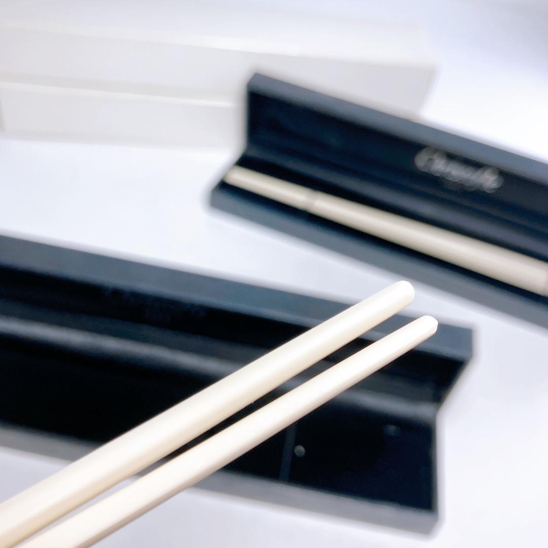 Christofle クリストフル 箸 専用ケース付き 2点 ホワイト シルバー