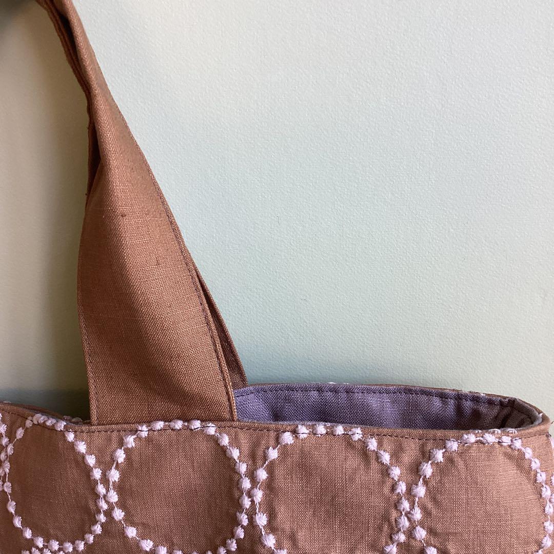 ミナペルホネンタンバリンブラウン　大きめトートバッグハンドメイド