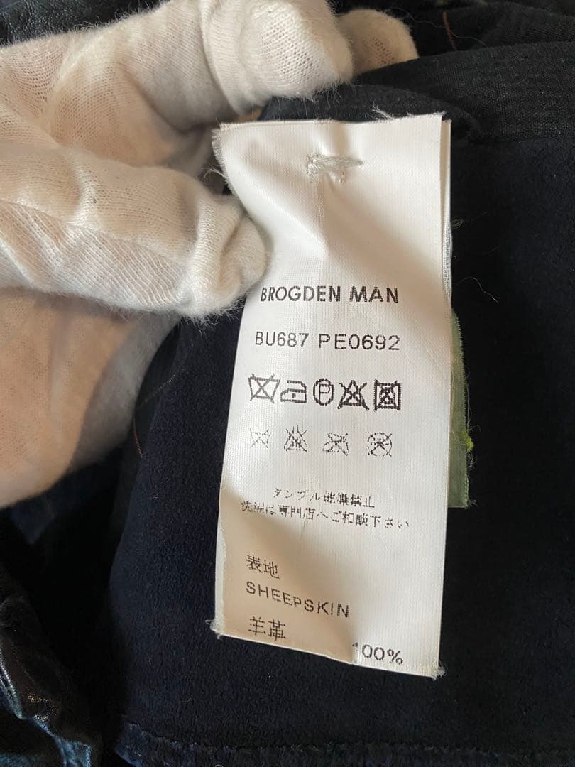 イタリア製 90s〜 BROGDEN シープスキン シングルライダースジャケット