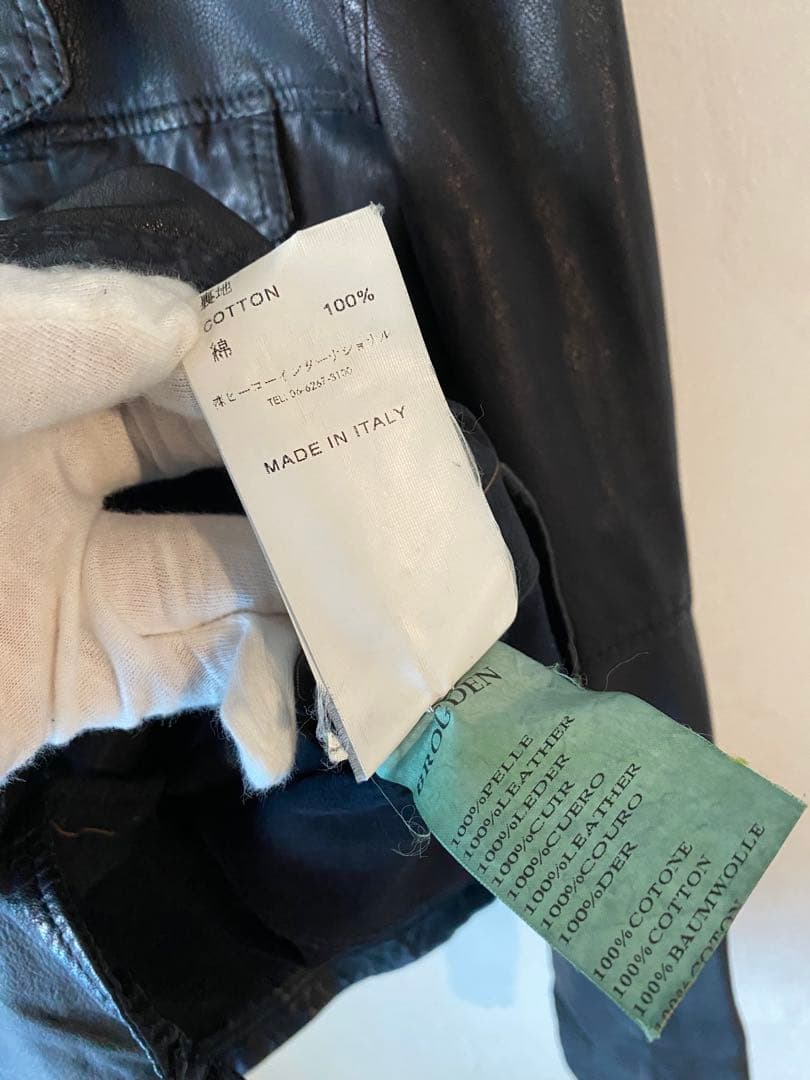 イタリア製 90s〜 BROGDEN シープスキン シングルライダースジャケット