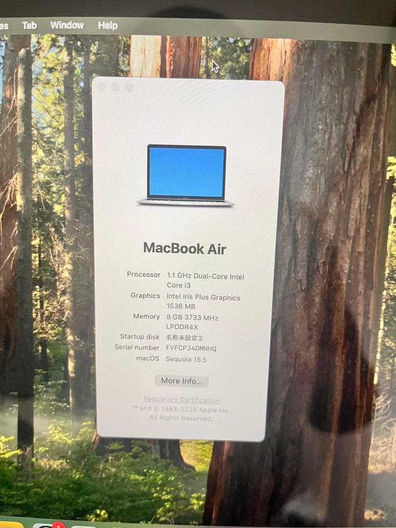 MacBook本体 macbook air 2020 i3 8gb 256gb acti lock
