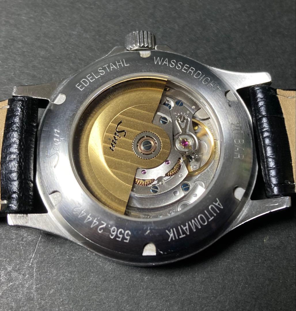 Sinn 556自動巻き時計 ブラックダイヤル 交換用ストラップ付き