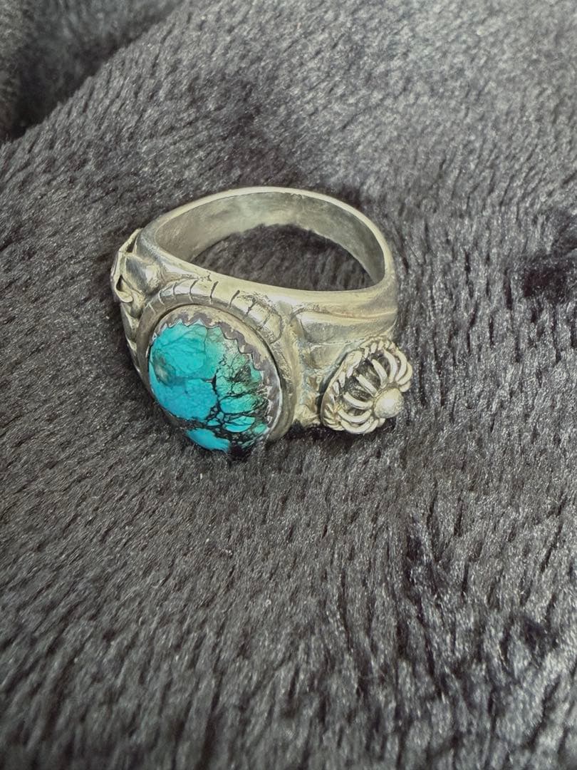 （E）美品シルバー925 インディアンジュエリー ターコイズリング ヴィンテージ