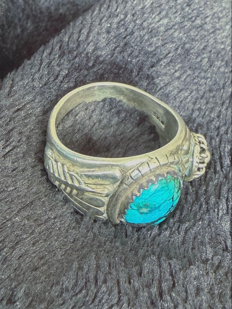 （E）美品シルバー925 インディアンジュエリー ターコイズリング ヴィンテージ