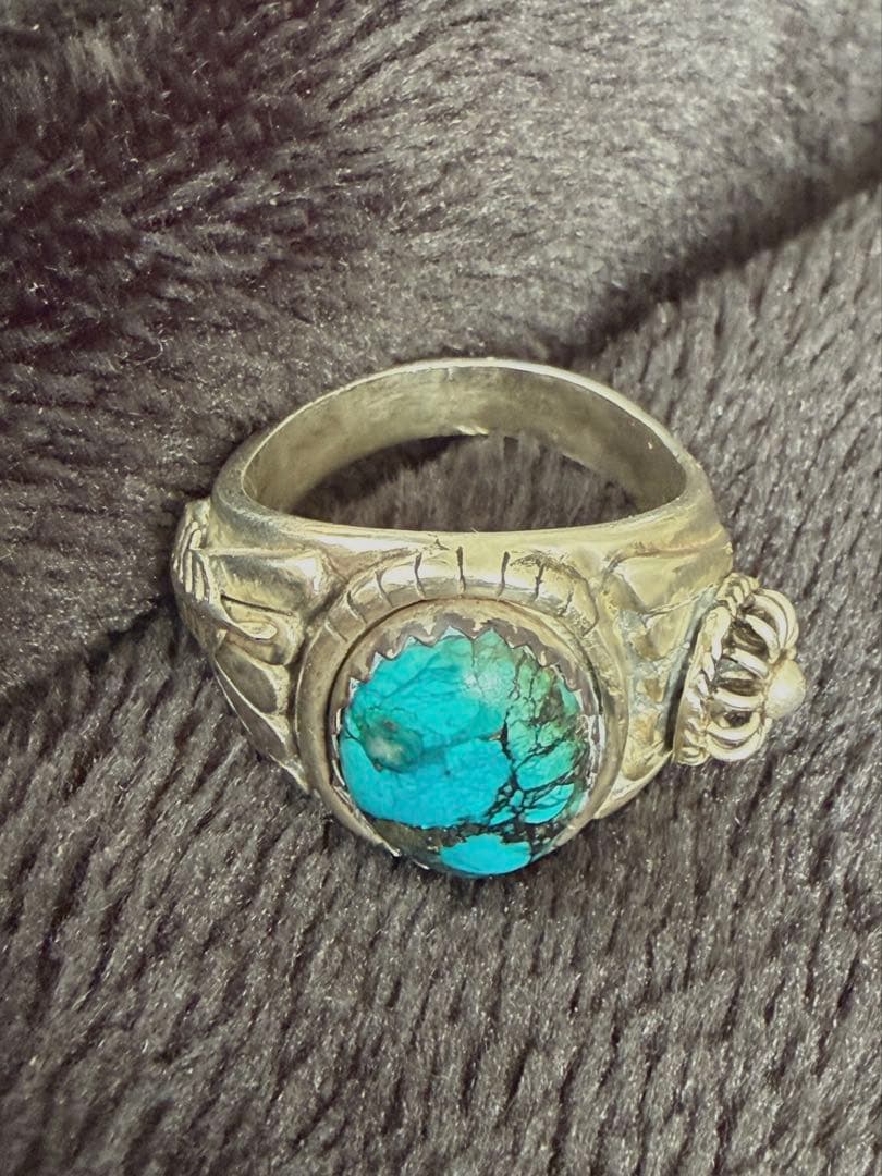 （E）美品シルバー925 インディアンジュエリー ターコイズリング ヴィンテージ
