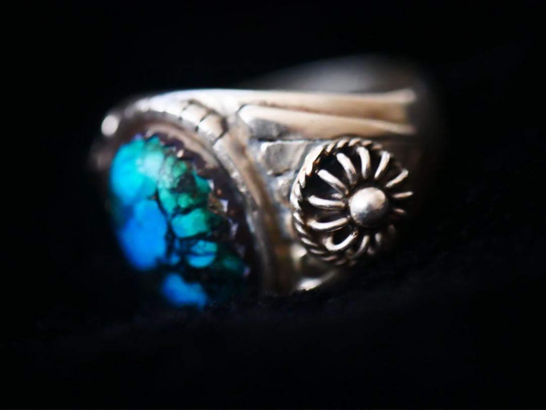 （E）美品シルバー925 インディアンジュエリー ターコイズリング ヴィンテージ