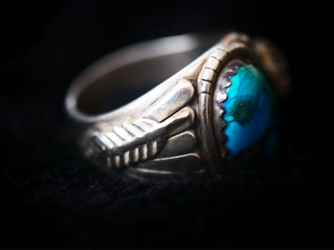 （E）美品シルバー925 インディアンジュエリー ターコイズリング ヴィンテージ