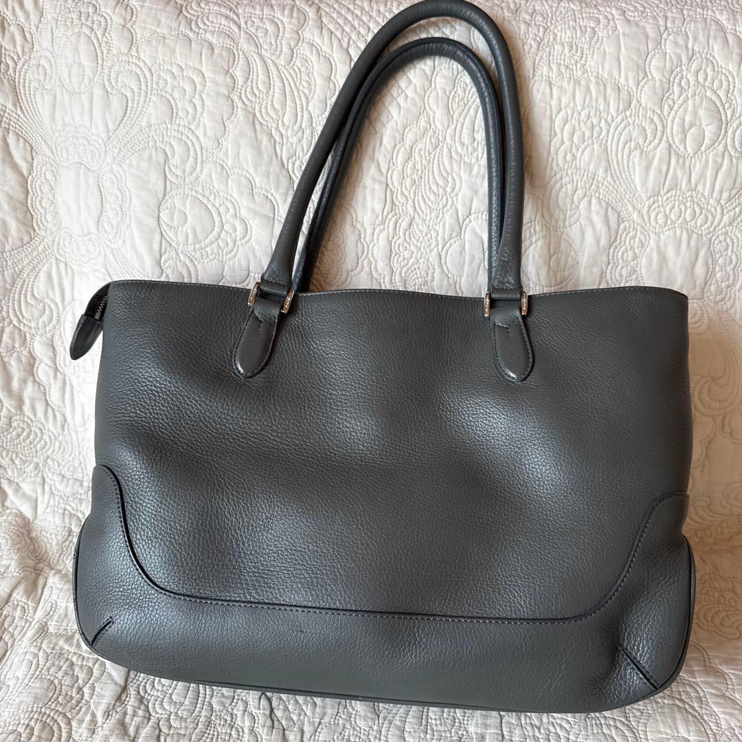 グレー レザー トートバッグ