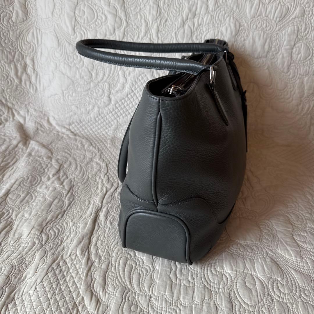 グレー レザー トートバッグ