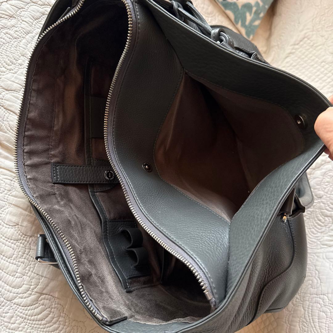 グレー レザー トートバッグ