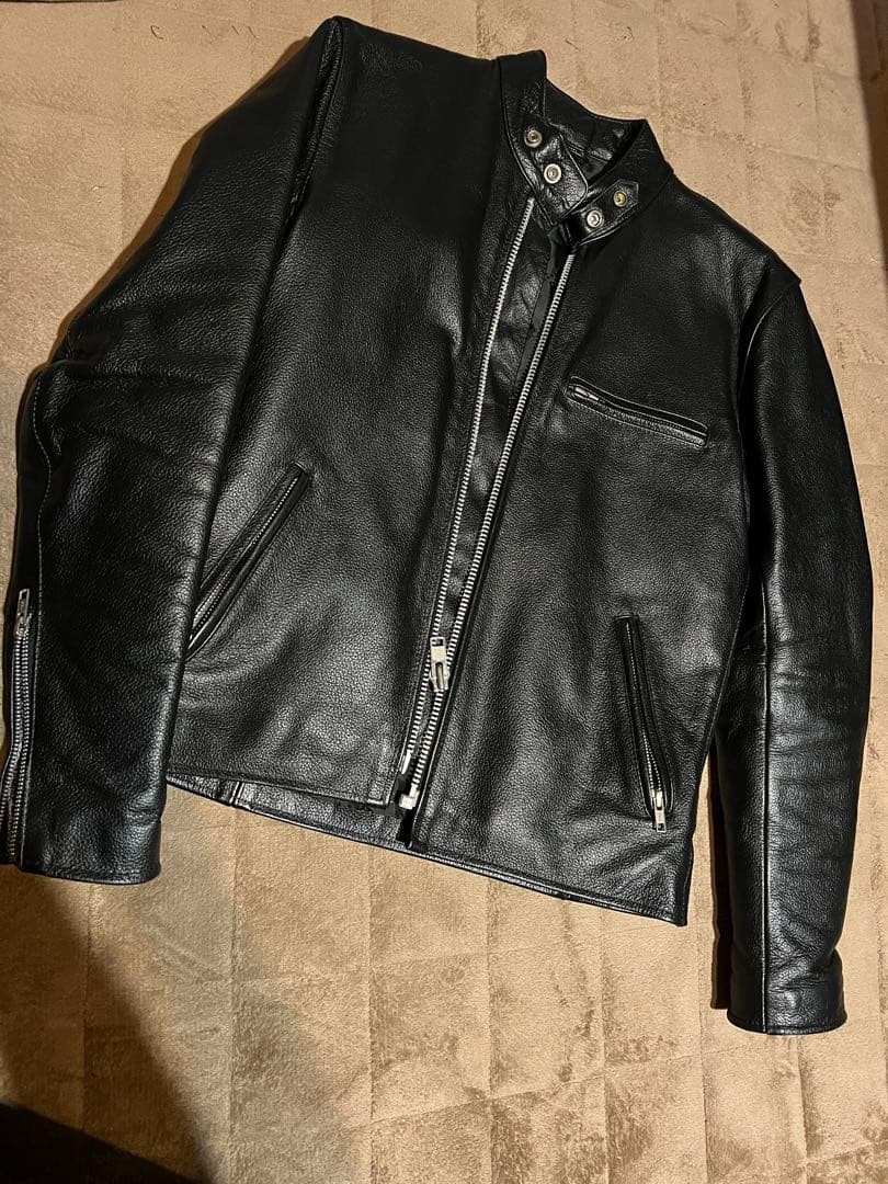 レザー シングルライダースジャケット 黒　バッファロー革　サイズ36
