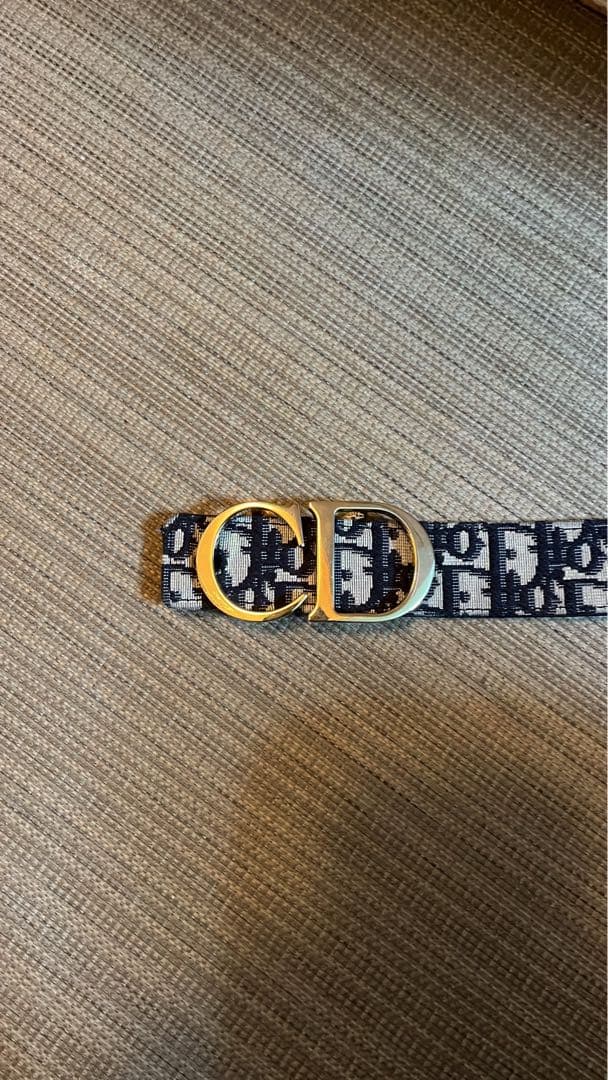 Christian Dior ロゴベルト ネイビー/ホワイト