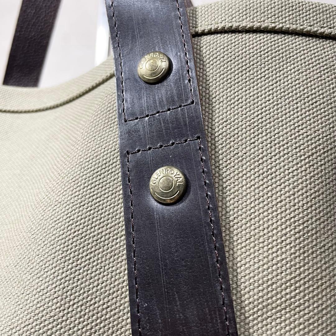 【美品】GLEN キャンバス レザー トートバッグ 保存袋 オリーブ