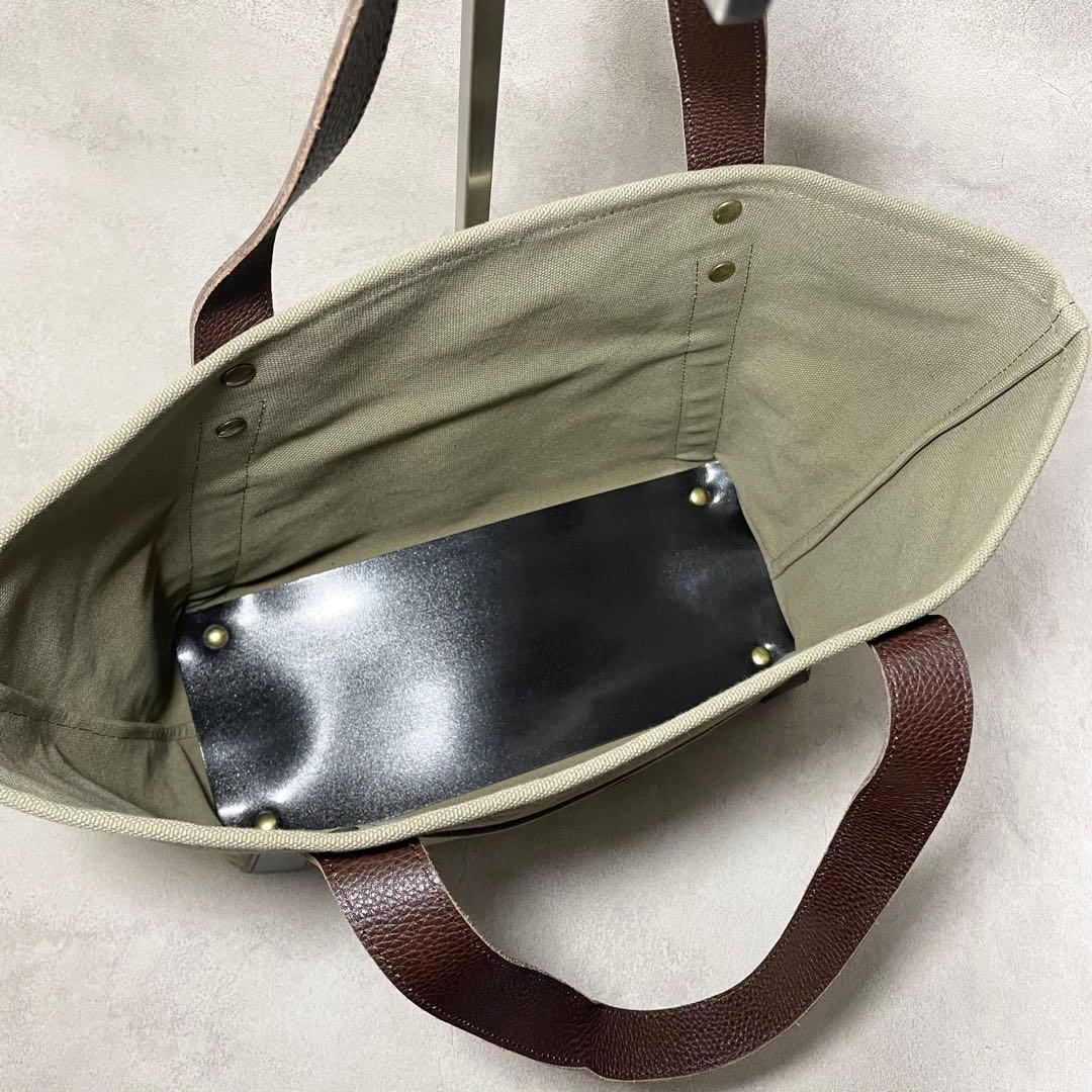 【美品】GLEN キャンバス レザー トートバッグ 保存袋 オリーブ