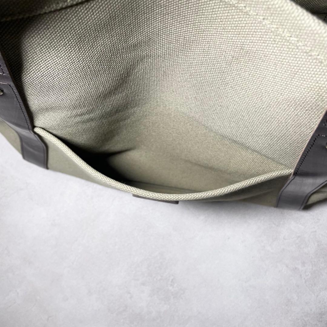 【美品】GLEN キャンバス レザー トートバッグ 保存袋 オリーブ