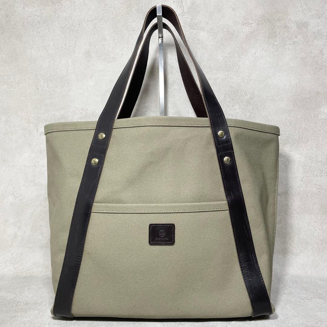 【美品】GLEN キャンバス レザー トートバッグ 保存袋 オリーブ