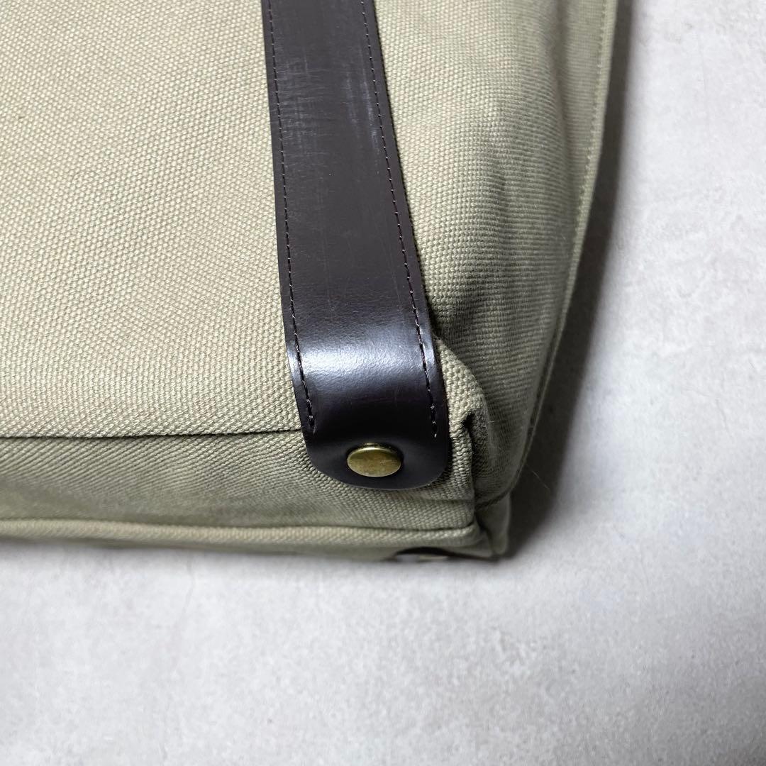 【美品】GLEN キャンバス レザー トートバッグ 保存袋 オリーブ