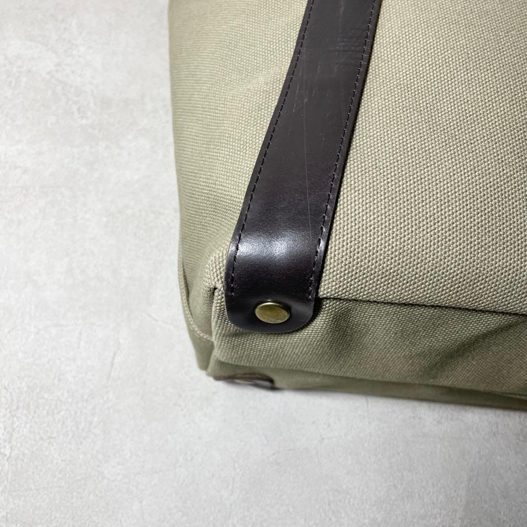【美品】GLEN キャンバス レザー トートバッグ 保存袋 オリーブ