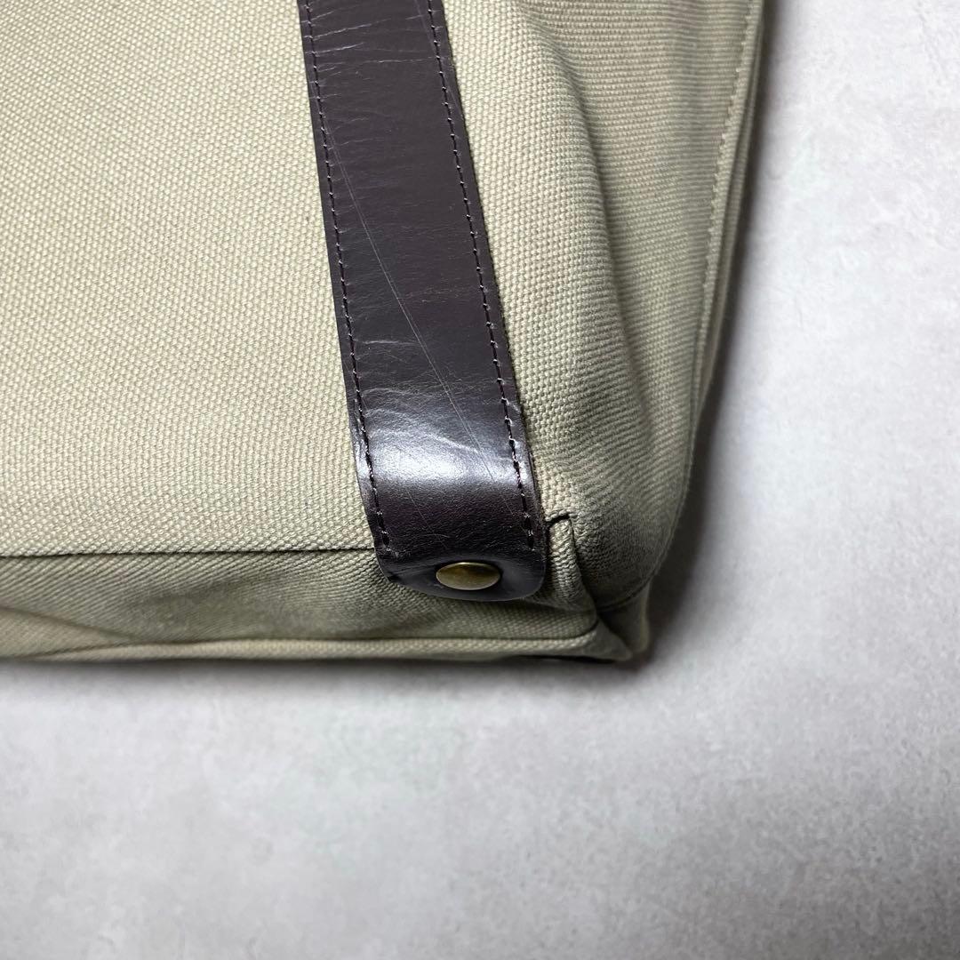 【美品】GLEN キャンバス レザー トートバッグ 保存袋 オリーブ