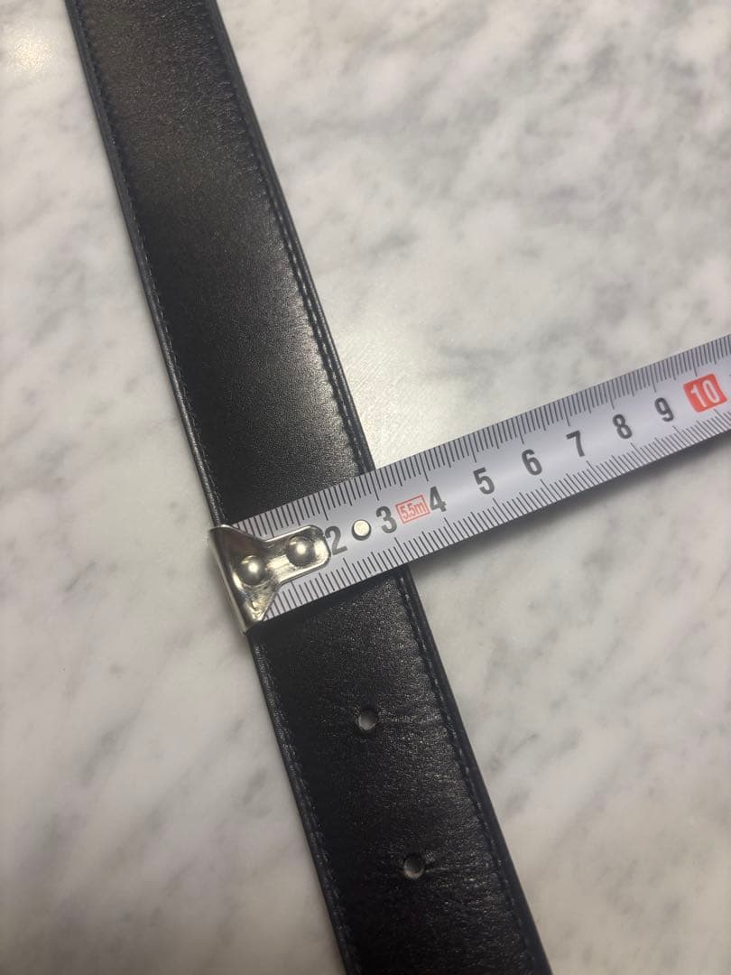 HERMES ブラック/ブラウンレザーベルト 90H型バックル