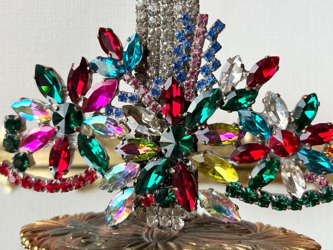 チェコガラス/ガラスツリー/キャンドル/卓上/クリスマス/ラインストーン/飾り