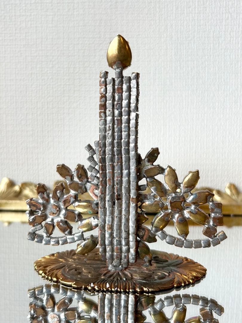 チェコガラス/ガラスツリー/キャンドル/卓上/クリスマス/ラインストーン/飾り