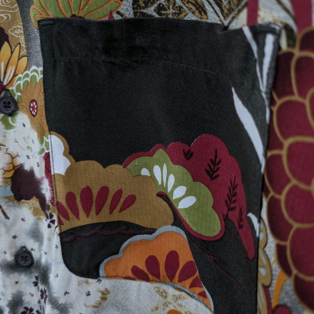 山田レン　80s　ビンテージ　好配色　入れ墨　和柄　アロハシャツ　レーヨン100