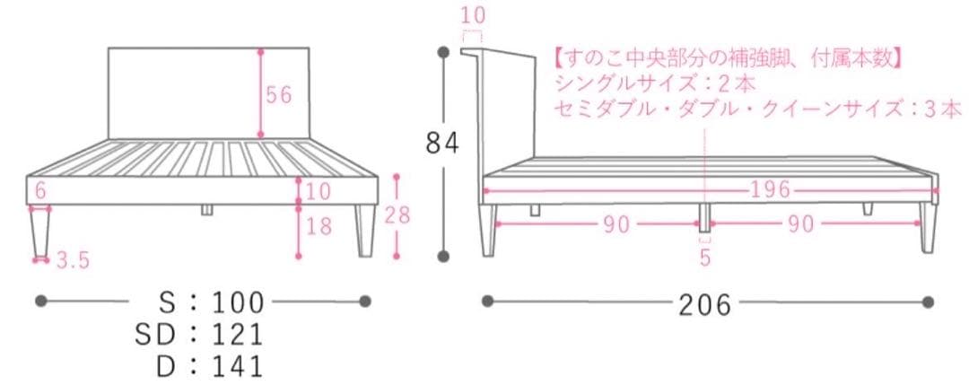 Re:CENO ベッドフレーム 木製ベッド folk セミダブル d2841