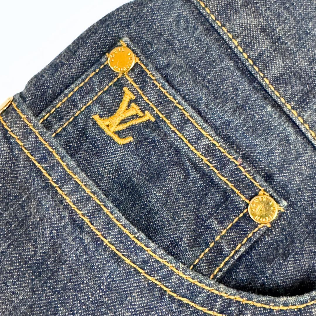 ルイヴィトン デニムパンツ LVロゴ モノグラム フラワー 38
