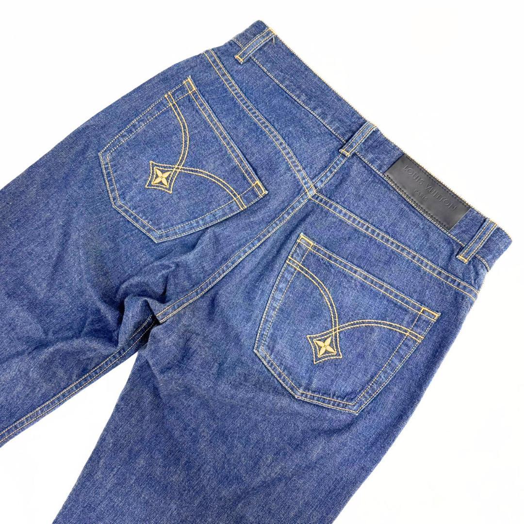 ルイヴィトン デニムパンツ LVロゴ モノグラム フラワー 38