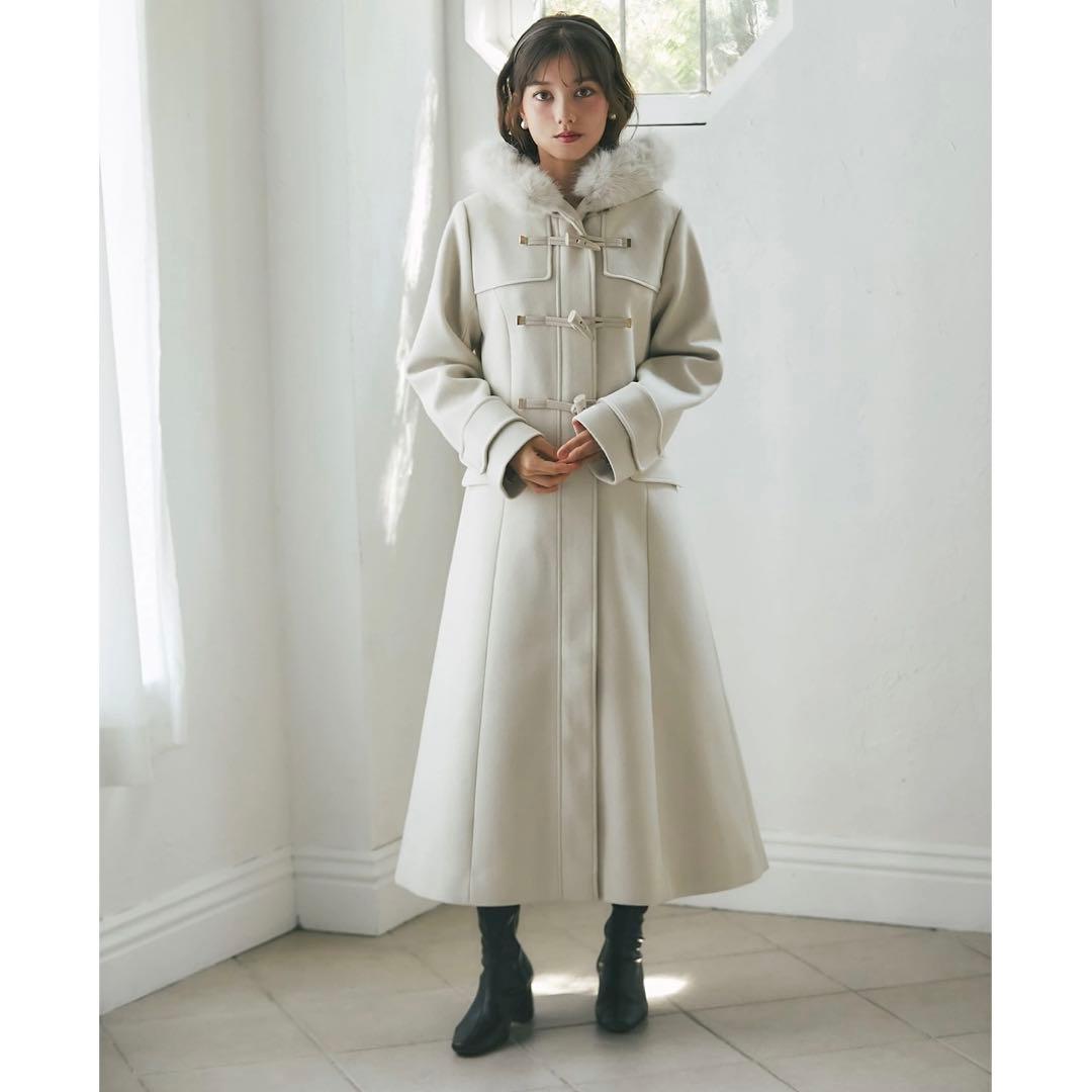 tocco トッコクローゼット　取り外し可能なファー付きダッフルコート　ベージュ