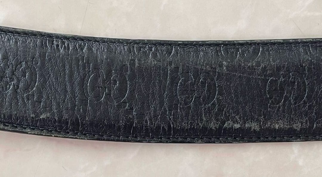 GUCCI グッチ ベルト 本革 ブラック シルバー GG バックル