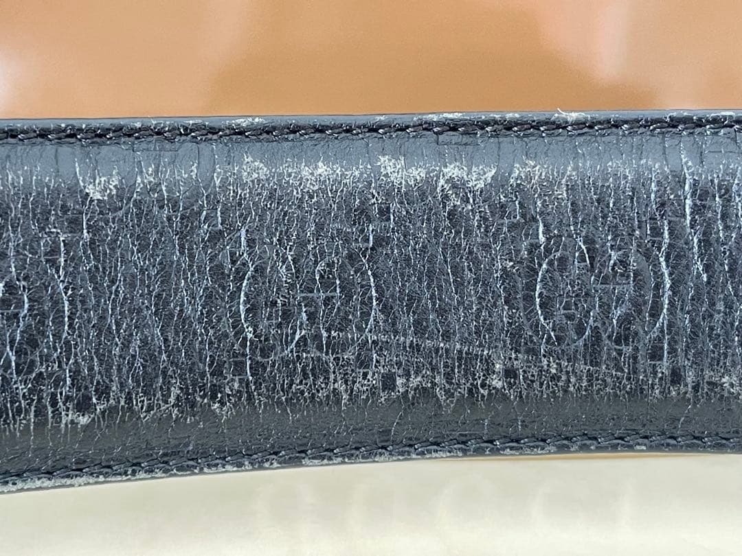 GUCCI グッチ ベルト 本革 ブラック シルバー GG バックル