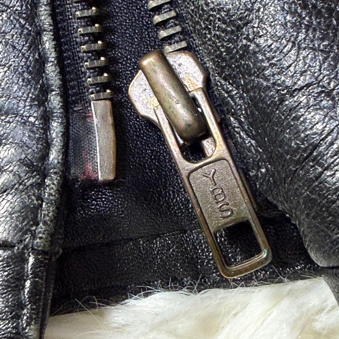 【90s】G-1 ブラックレザー フライトジャケット M 特大ムートン襟ボア