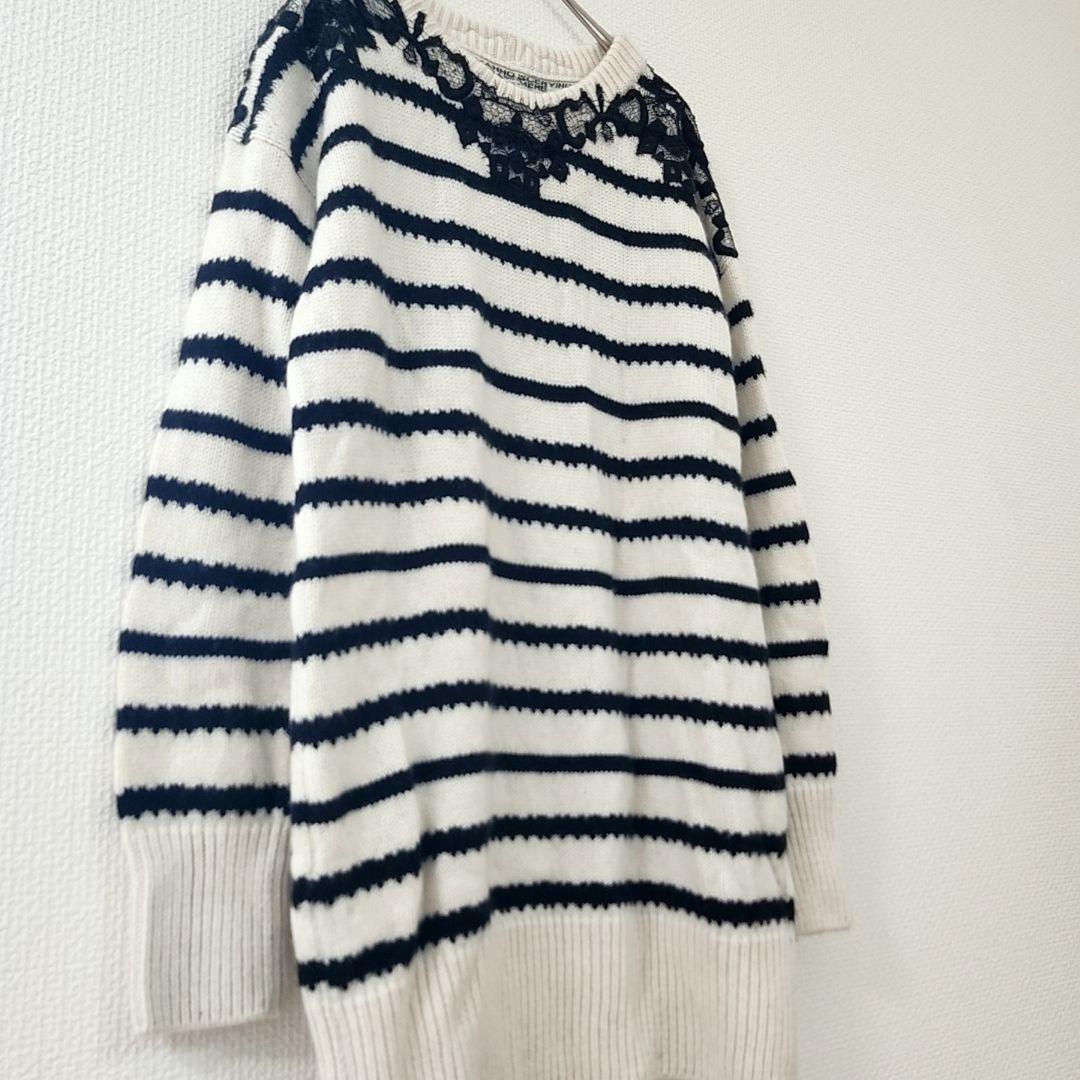 エルマンノシェルヴィーノ　イタリア製　カシミヤ　ストライプ　レース　ニット　40