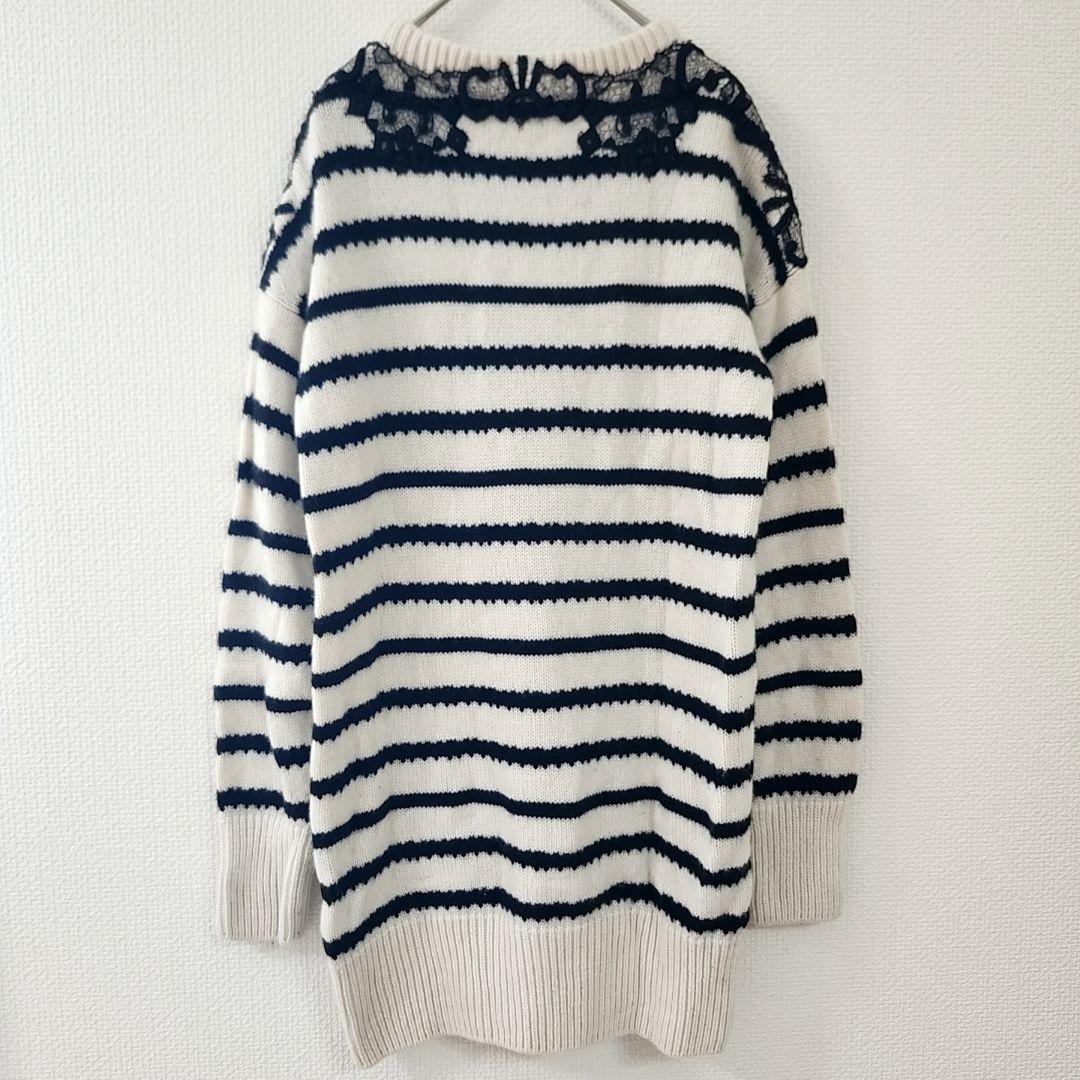 エルマンノシェルヴィーノ　イタリア製　カシミヤ　ストライプ　レース　ニット　40