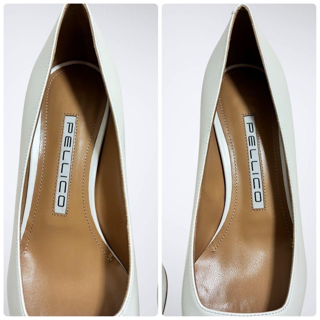 【未使用級】ペリーコ ANDREA アネッリ 白 38 パンプス 裏張り済