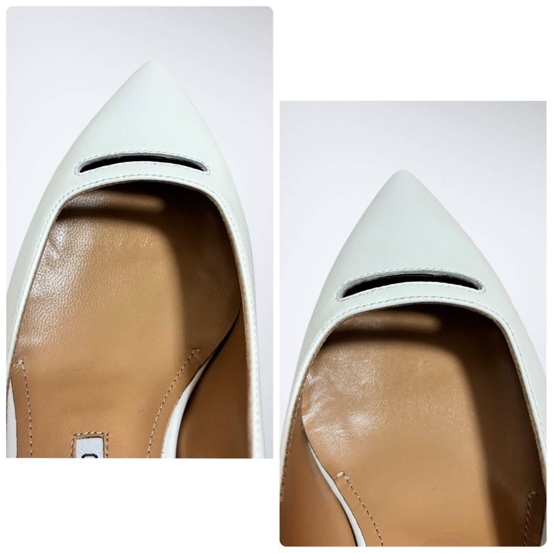 【未使用級】ペリーコ ANDREA アネッリ 白 38 パンプス 裏張り済