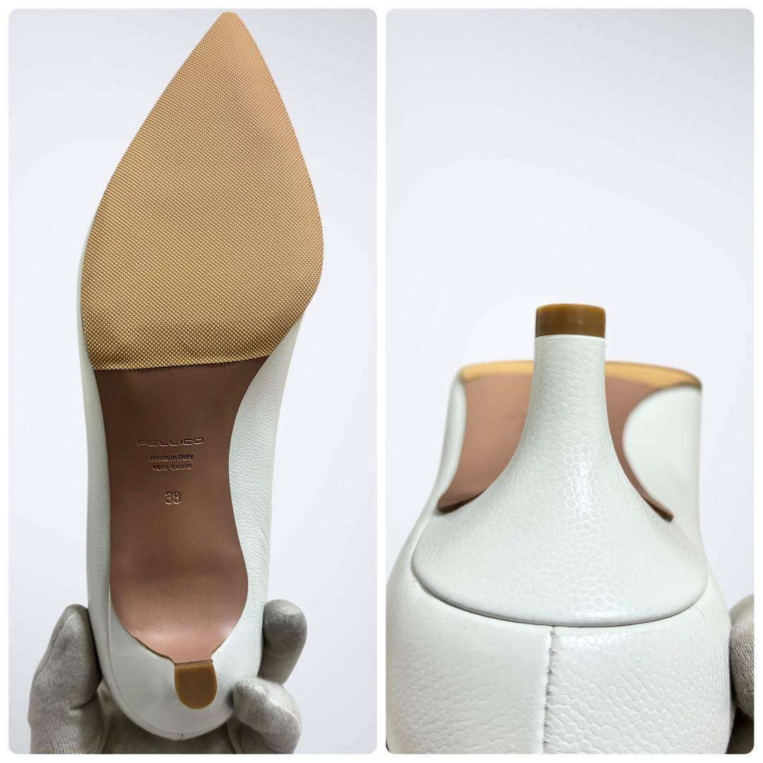 【未使用級】ペリーコ ANDREA アネッリ 白 38 パンプス 裏張り済