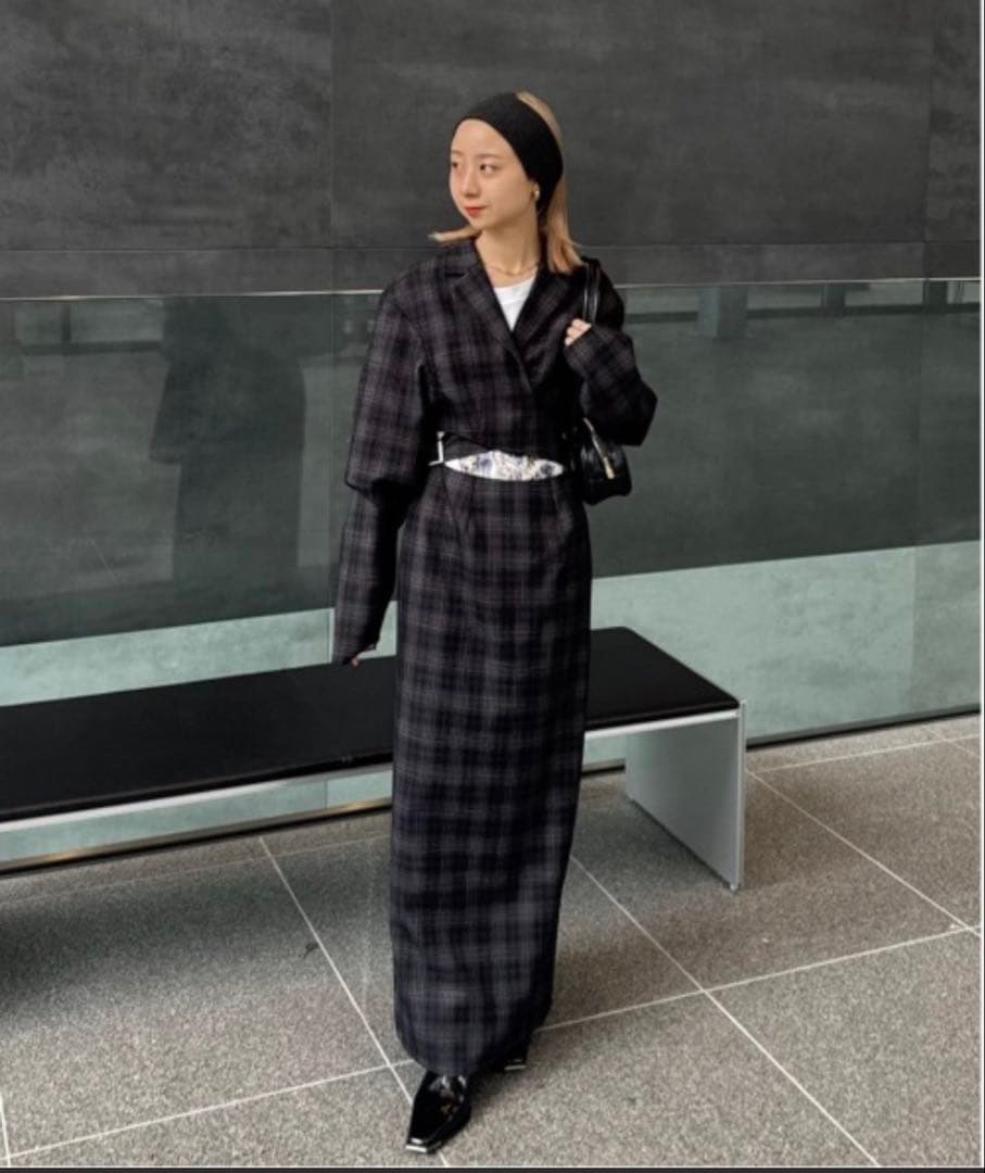 ワンピース Ameri WAIST CROSS CHECK DRESS