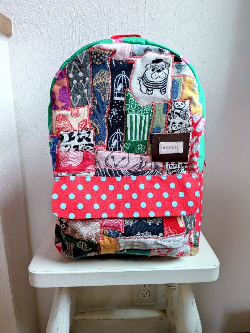 ☆ダブルファスナーリュック☆maffon生地つぎはぎ